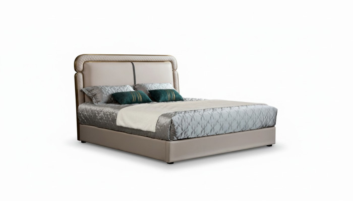 Lit Chambre Beige Lit Double Lit en Cuir Design Moderne Mobilier Bois
