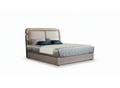 Lit Chambre Beige Lit Double Lit en Cuir Design Moderne Mobilier Bois