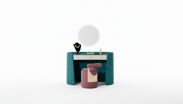 Coiffeuse Tabouret Chambre Cuir Textile Consoles Design Moderne Nouvelle.