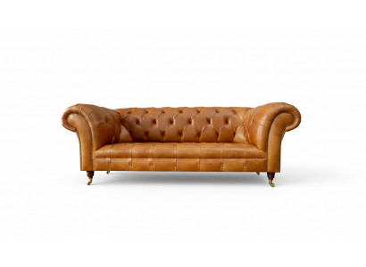 Canapé Chesterfield 3 places noix brun design moderne en cuir meubles créatifs