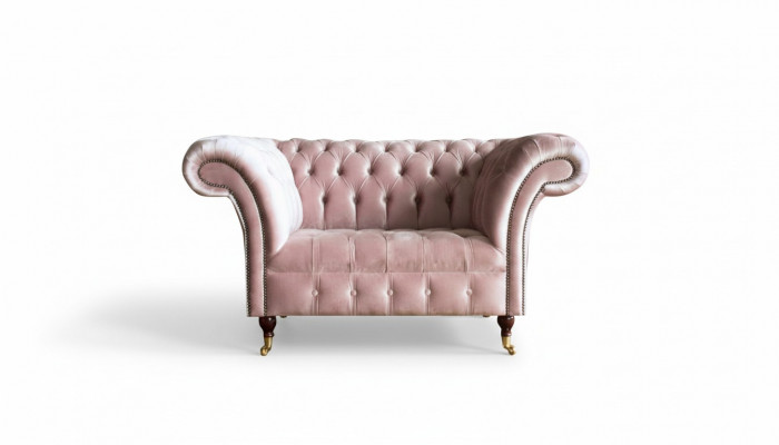 Fauteuil Chesterfield Rose Tissu Salon Design Moderne Meubles Créatifs Neuf
