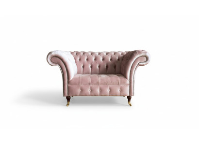 Fauteuil Chesterfield Rose Tissu Salon Design Moderne Meubles Créatifs Neuf