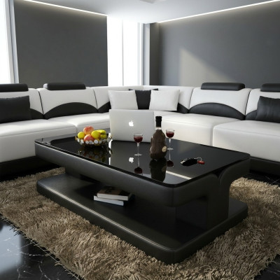 Table basse design Table rembourrée en cuir Table en verre Tables modernes en verre