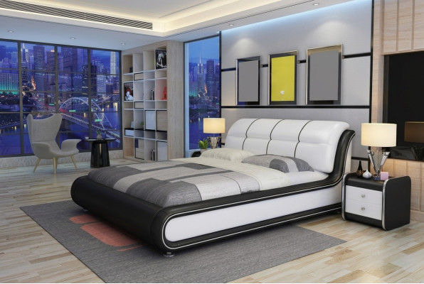 Lits doubles, lit royal, chambre à coucher, meubles de style italien de luxe 180x200cm