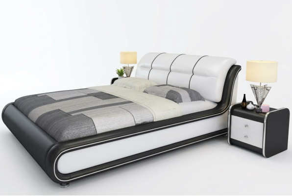 Lits doubles, lit royal, chambre à coucher, meubles de style italien de luxe 180x200cm