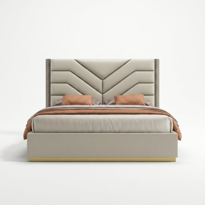 Conception de rembourrage de lit Lits doubles en bois de luxe Chambre de mariage en cuir de mobilier d'hôtel