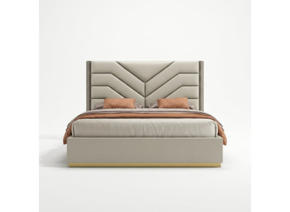 Conception de rembourrage de lit Lits doubles en bois de luxe Chambre de mariage en cuir de mobilier d'hôtel