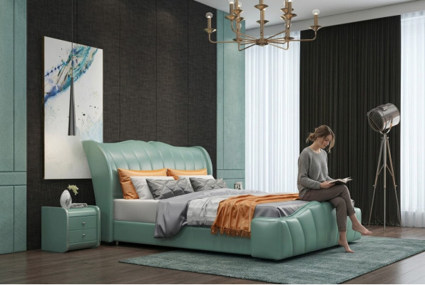 Classique lit lit double lit en cuir chambre Chippendale