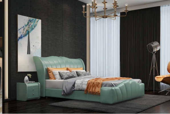 Classique lit lit double lit en cuir chambre Chippendale