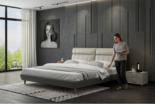 Design de literie de luxe pour lit double beige 180x200 pour chambre à coucher