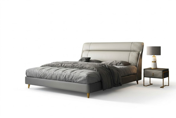 Lit en cuir design Luxe Lits rembourrés Double Mariage Moderne 180x200 Nouveau Moderne