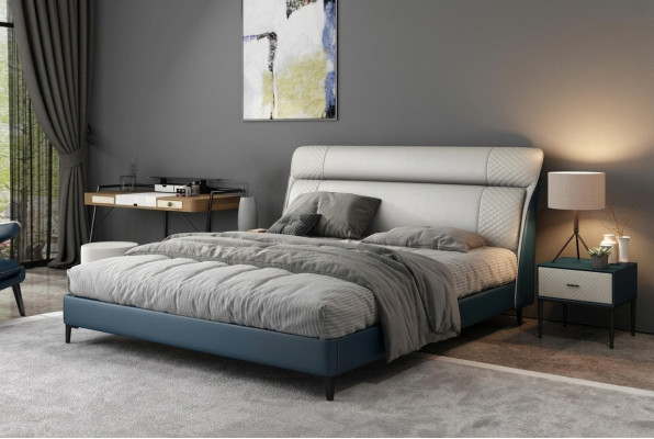 Lits d'hôtel de luxe Design de lit double en bois Mobilier moderne Chambre