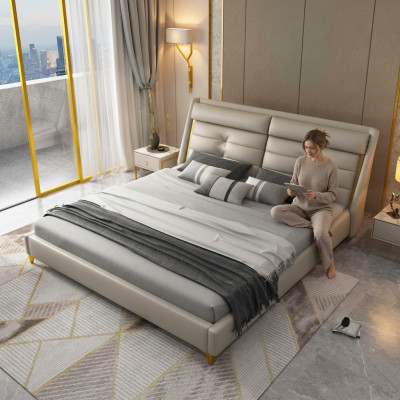 Chambre de luxe Lit double Lit 180x200cm Lits en cuir Cadre de lit