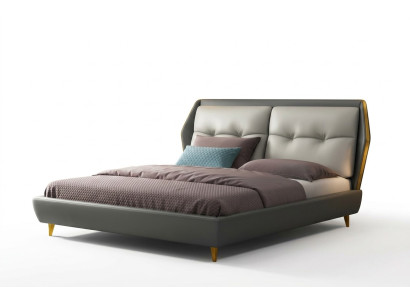 Lit en cuir de design de luxe, lits rembourrés 180x200, meuble de chambre à coucher