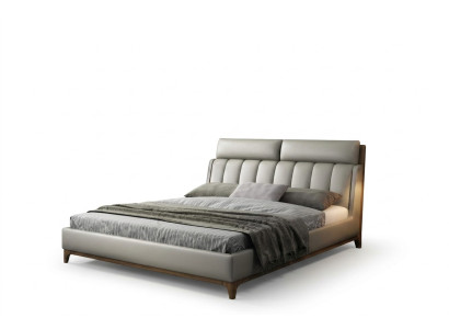 Lit de design moderne 180x200 en cuir et bois Lit double Chambre de repos