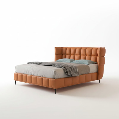 Conception de la literie de lit de luxe pour hôtel mariage 180x200cm en cuir double.