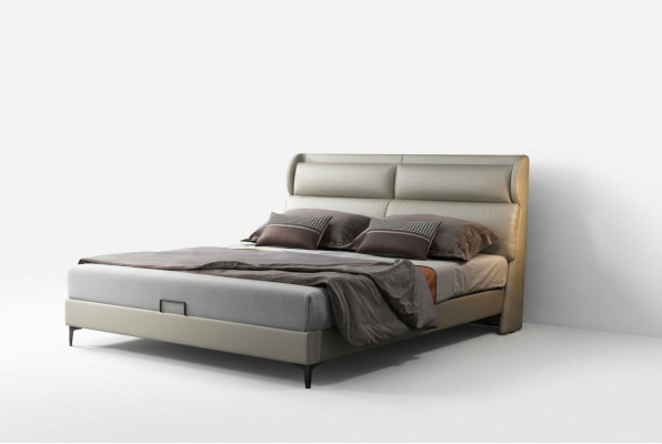 Lit double de luxe de haute qualité avec un design d'ameublement en cuir textile pour hôtel de mariage.