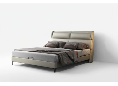 Lit double de luxe de haute qualité avec un design d'ameublement en cuir textile pour hôtel de mariage.