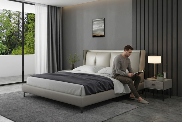 Lit classique Lit rembourré de luxe Chambre double en bois 180x200