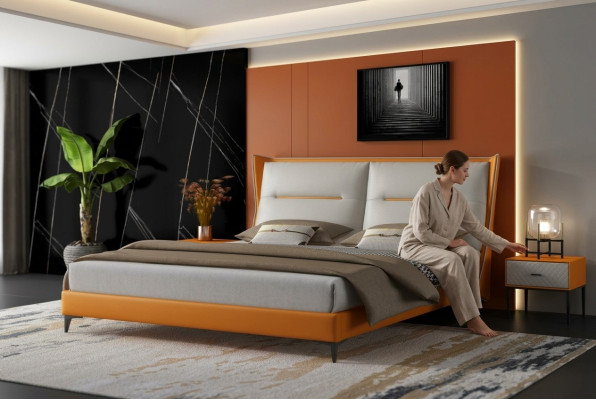 Lit design moderne 180x200 en cuir Lits d'hôtel Chambre double sommeil