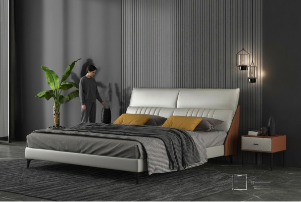 Designer Lit Chambre Lits Textile Cuir Hôtel Luxe Rembourrage Velours Blanc neuf