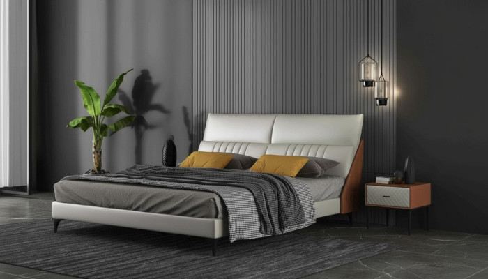 Designer Lit Chambre Lits Textile Cuir Hôtel Luxe Rembourrage Velours Blanc neuf