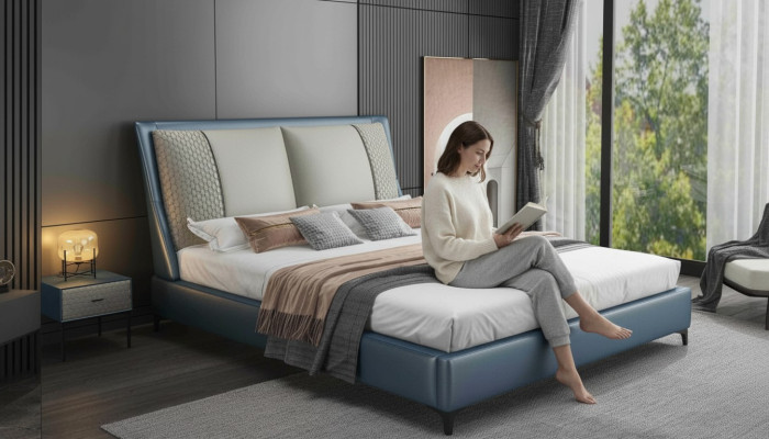Lit de designer Chambre lits Textile Cuir Hôtel de luxe rembourrage en velours
