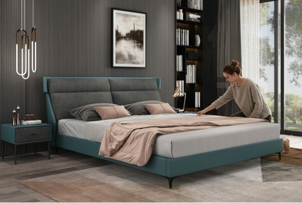 Classique s Lits de luxe Rembourrage Cuir Textile Lit de chambre de haute qualité nouveau