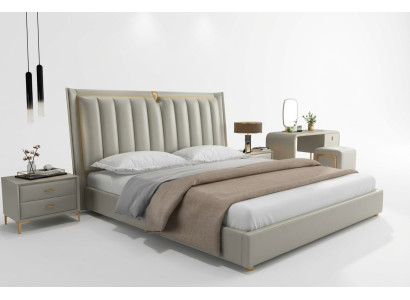 Lit de luxe Lit rembourré en cuir Chambres à coucher Lits 180x200cm Lit double