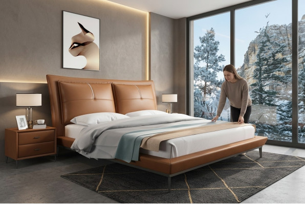 Lit de designer Chambre Lits Hôtel Cuir Mobilier Italien