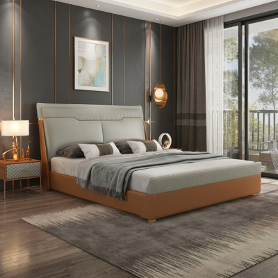 Chambre de luxe Lit rembourré design Lits doubles de luxe Cuir Hôtel