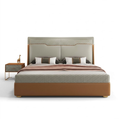 Chambre de luxe Lit rembourré design Lits doubles de luxe Cuir Hôtel