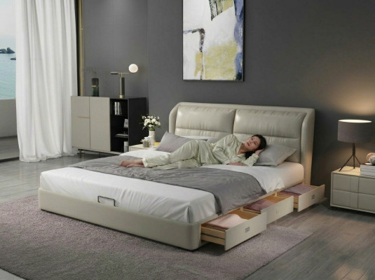 Lit designer Lit Chambre Lits Textile Cuir Hôtel Luxe Rembourrage Tissu en velours