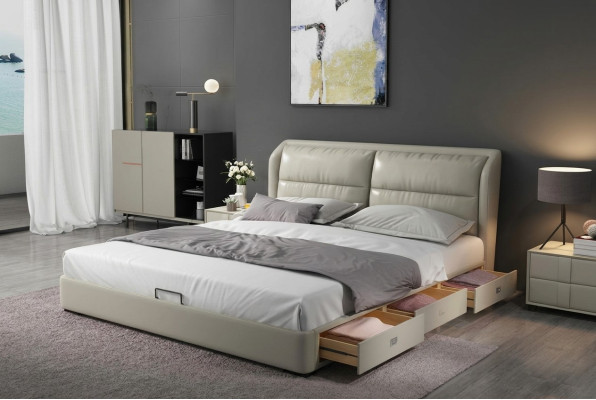 Lit designer Lit Chambre Lits Textile Cuir Hôtel Luxe Rembourrage Tissu en velours