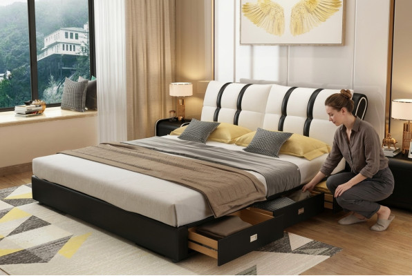 Lit de designer Chambre Lits Textile Hôtel Luxe Rembourrage Siège Tissu Italie
