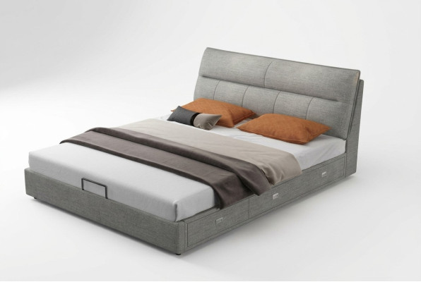 Conception Lit en Cuir Moderne Cadre de Lit de Luxe Chambre de Sommeil Double Lits Mariage