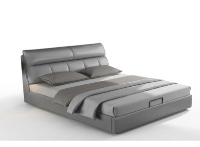 Lit de designer en gris Chambre Lits Textile Cuir Hôtel Tapisserie