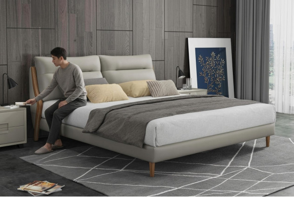 Lits de luxe classiques Rembourrage en cuir textile de haute qualité Literie de chambre à coucher nouveau