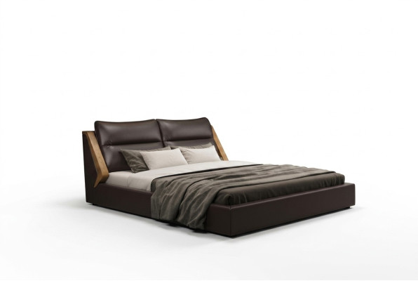 Conception de lit rembourré de luxe pour l'hôtellerie avec lits doubles matrimoniaux en cuir pour chambre de nuit de 180x200 cm.