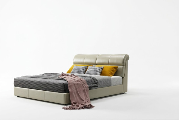 Lit de luxe Chambre à coucher Cuir Rembourrage Lits doubles Design en bois 180x200cm neuf