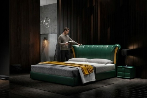 Revêtement de lit classique pour lit double 180x200cm, lits en bois de chambre à coucher