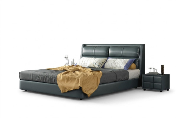 Revêtement de lit en cuir Design Luxe Double Lits d'hôtel Chambre de sommeil Mariage 180x200 cm