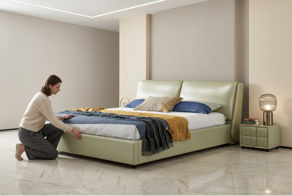 Lit en cuir Lits double mariage cadre moderne de luxe chambre d'hôtel 180x200