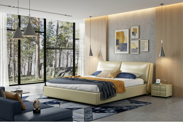 Lit en cuir Lits double mariage cadre moderne de luxe chambre d'hôtel 180x200