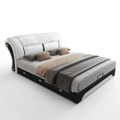 Design de literie de chambre d'hôtel de luxe double mariage en cuir pour lit 180x200cm