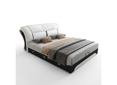 Design de literie de chambre d'hôtel de luxe double mariage en cuir pour lit 180x200cm