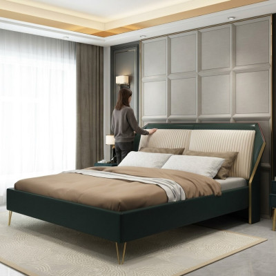 Textile de luxe Lit Double Design Chambre Classique Lits Verts