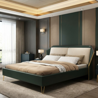 Textile de luxe Lit Double Design Chambre Classique Lits Verts