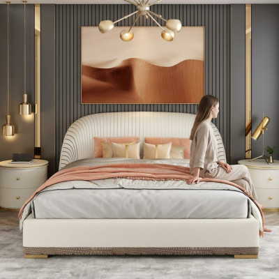 Designer Lit Double Lit Hôtel Luxe Chambre Cuir 150/180x200cm