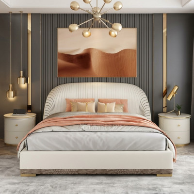 Designer Lit Double Lit Hôtel Luxe Chambre Cuir 150/180x200cm